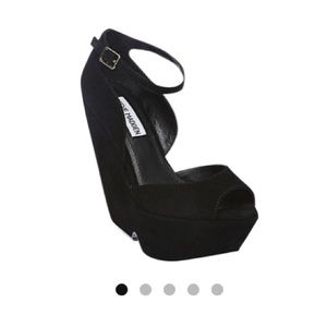 Steve Madden Black Suede Wedge Heel w/ ankle strap